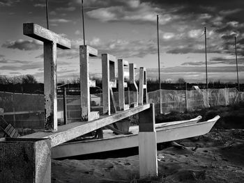 Construction site on field against sky