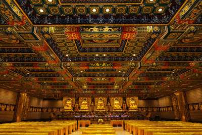 Illuminated interior of temple