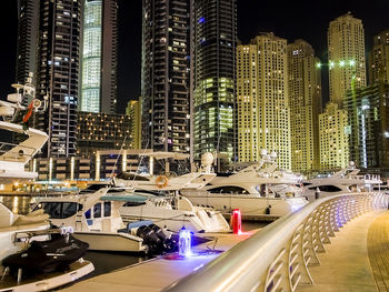 Illuminated cityscape at night