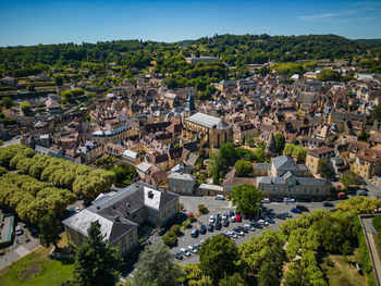 High angle view of townscape against sky