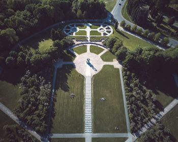 High angle view of trees growing at park