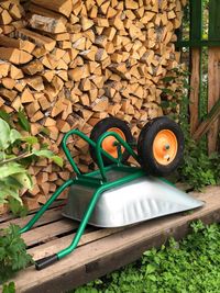 Stack of logs in yard