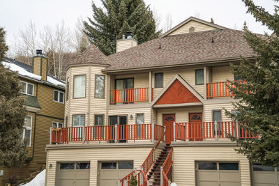 Low angle view of residential building against sky