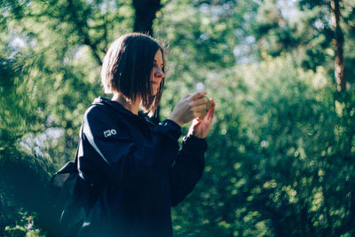 Young woman looking at camera