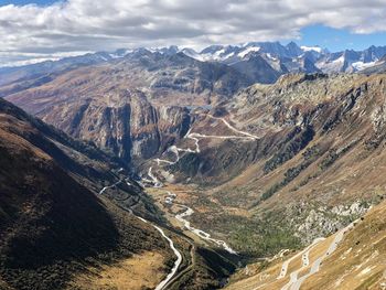 High angle view of road passing through valley