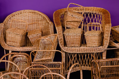 Close-up of empty chairs