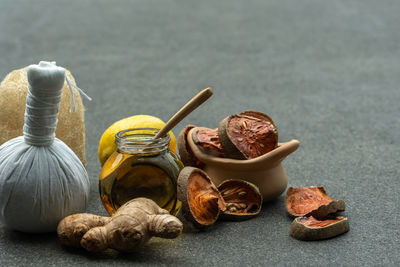 Close-up of food on table