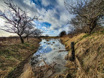 Scenic view of lake against sky