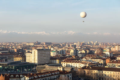 High angle view of city against sky