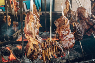 Close-up of clothes drying on barbecue grill