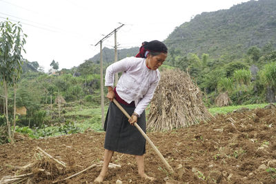 Man working on farm