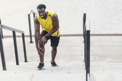 Full length of young man running