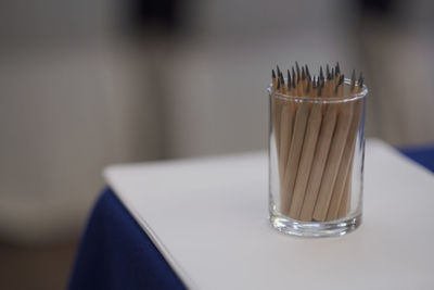 Close-up of drink in glass on table