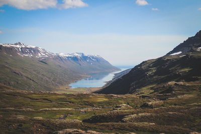 Scenic view of mountains against sky