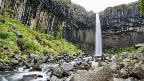 Scenic view of waterfall