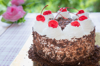 Close-up of cake on table