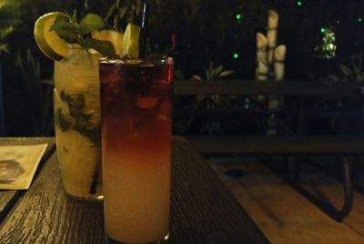 Close-up of beer on table