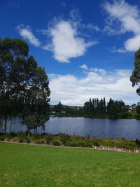 Scenic view of lake against sky