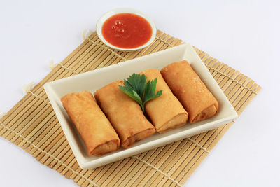 High angle view of food on table