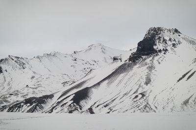 Scenic view of snow covered mountain against sky