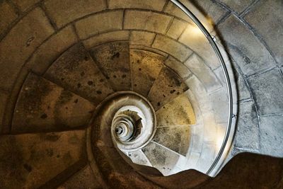 High angle view of spiral stairs