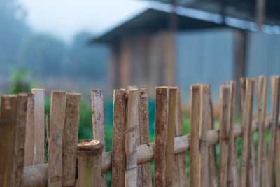Close-up of wooden fence against blurred background