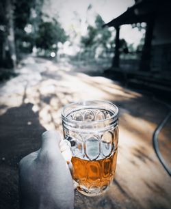 Glass of beer in glasses