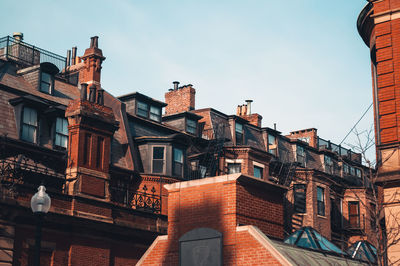 Low angle view of buildings in city