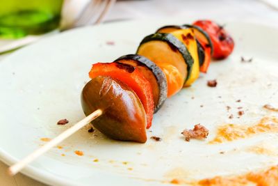 Close-up of sushi in plate on table