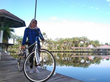 Man riding bicycle