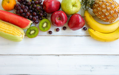 High angle view of apples on table