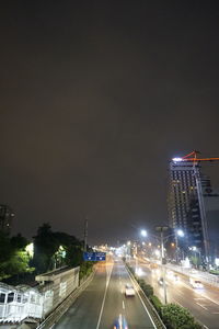 View of city street at night