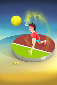 Digital composite image of woman playing tennis