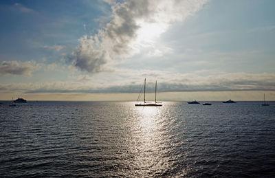 Scenic view of sea against sky during sunset