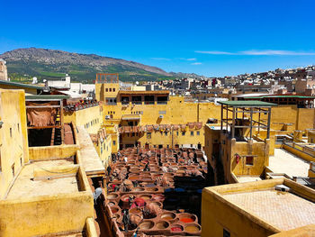 High angle view of townscape against sky