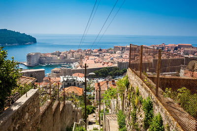 View of dubrovnik city and cable car taken from mount srd