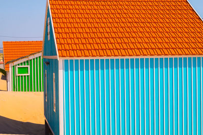 Costa de caparica is the famous tourist destination, with the typical tiny colorful house.