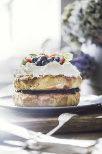 Close-up of cake on table