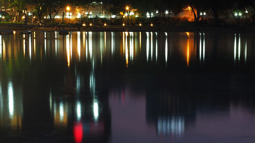 Scenic view of lake at night