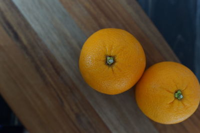 High angle view of orange on table