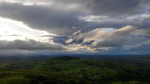 Scenic view of landscape against cloudy sky