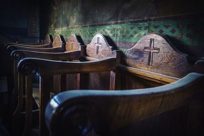Close-up of chair on table