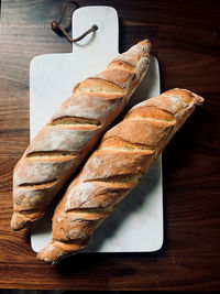 High angle view of bread on table