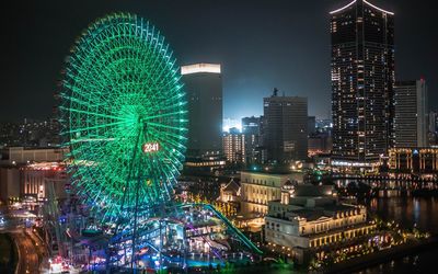 Illuminated cityscape at night