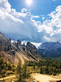 Scenic view of landscape and mountains against sky