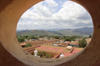 High angle view of townscape against sky