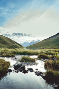 Scenic view of lake against sky