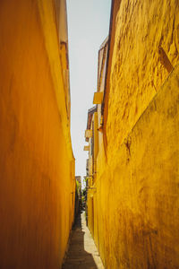 Narrow alley amidst buildings against sky