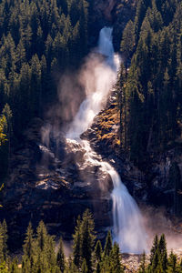 Long exposure image of the famous krimml alpine waterfalls in krimml, salzburg, austria