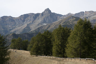 Scenic view of mountains against clear sky